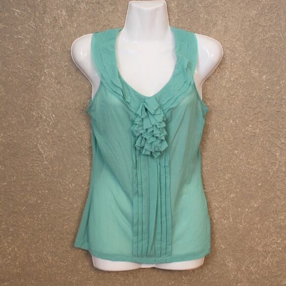 The Limited Tops - The Limited Mint Ruffled Tank Top Small